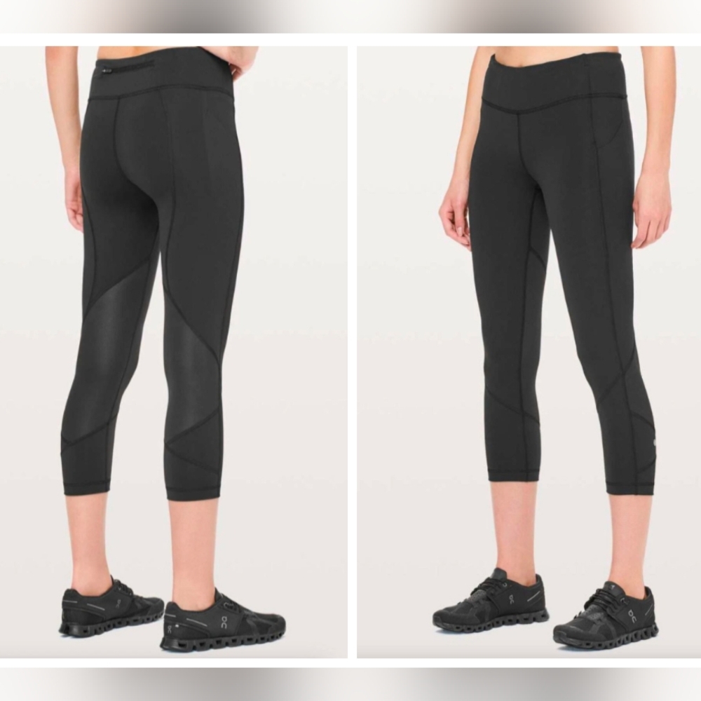 LULULEMON Pace Rival Crop Luxtreme Black Leggings, Size 6